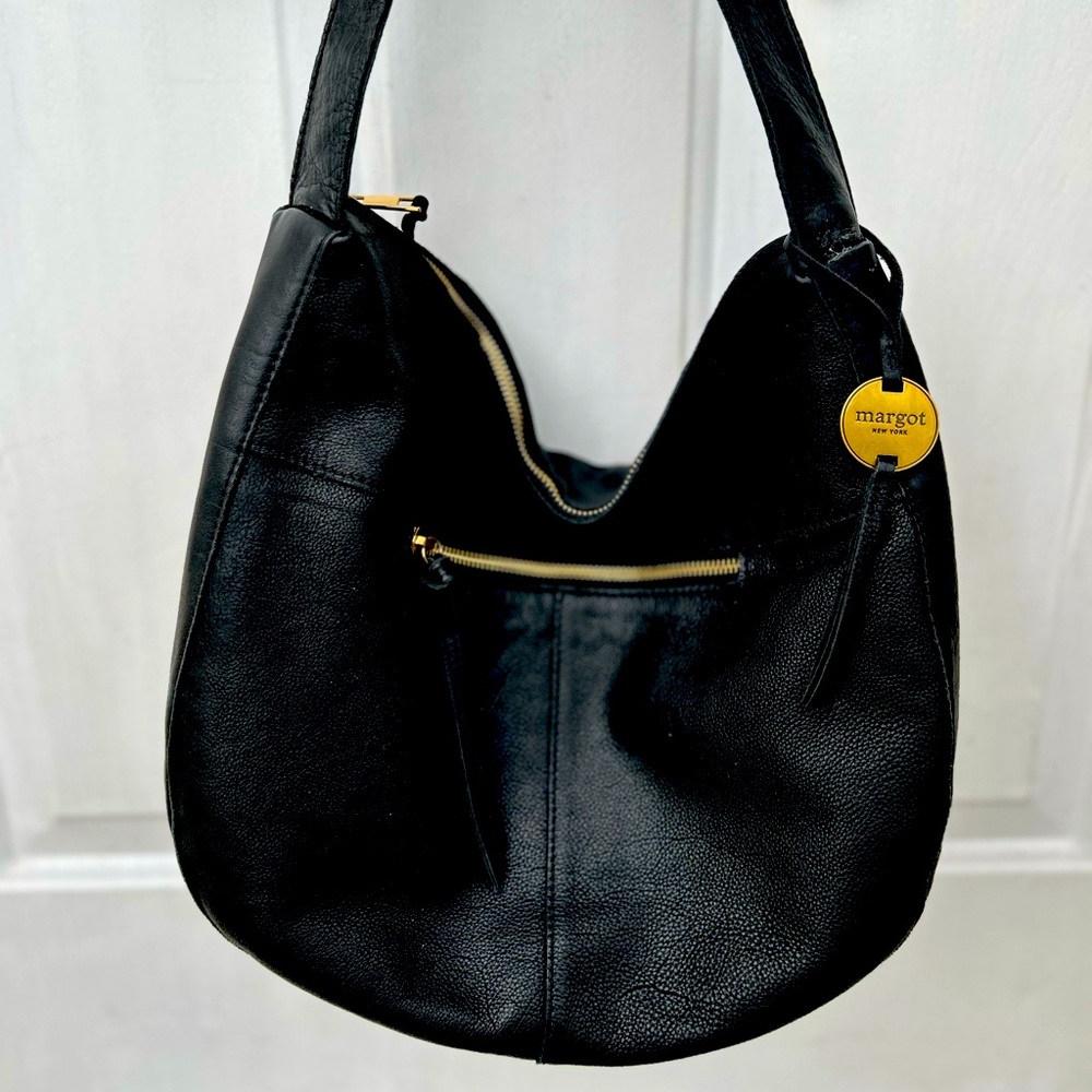 Margot Black Soft Leather Bag with Gold Accents READ DESCRIPTION